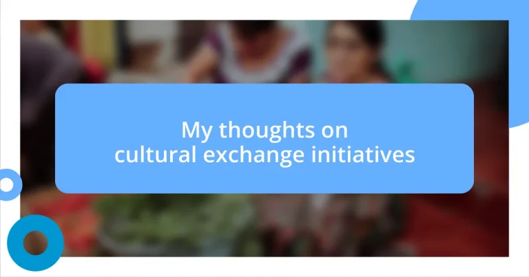 My thoughts on cultural exchange initiatives